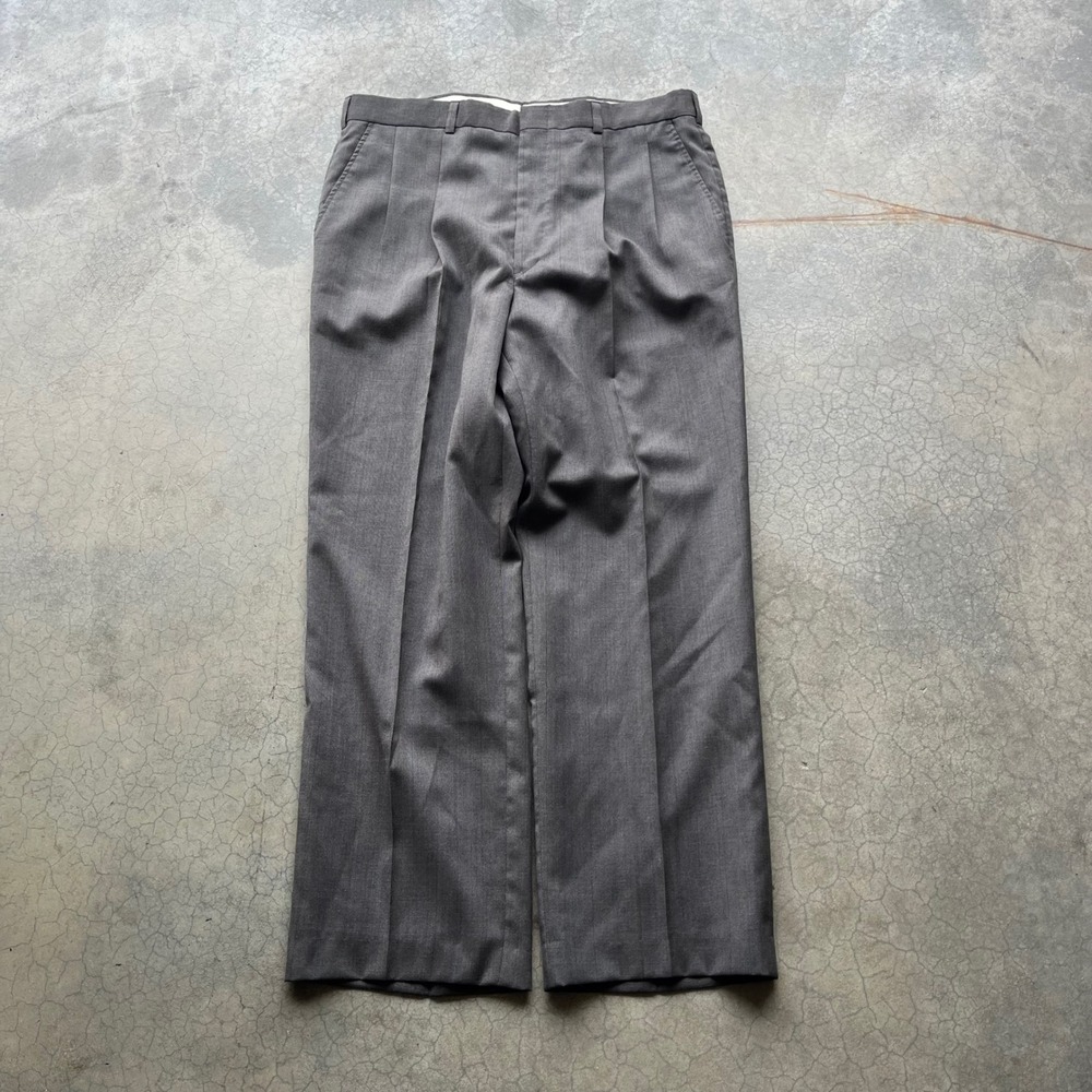 Vintage 70s80s Mens Gray Pinstripe Pleated DressPants Trousers W34 L31 Talon Zip